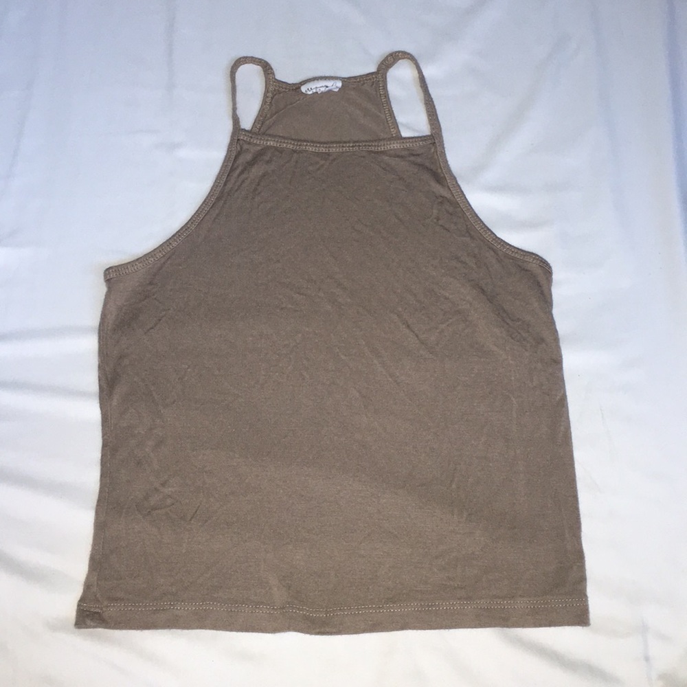 ESSENTIALS neutral tone cropped halter tank top